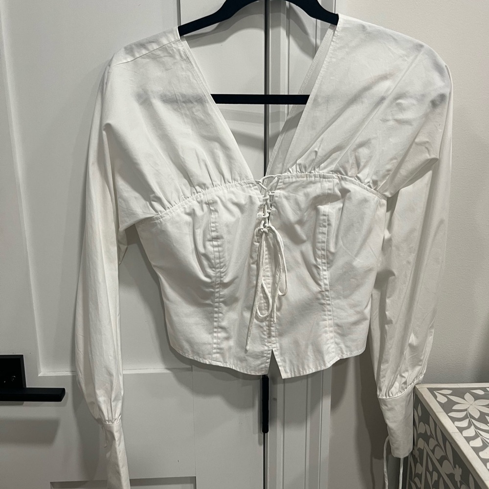 NICHOLAS White V-Neck Blouse Size 2